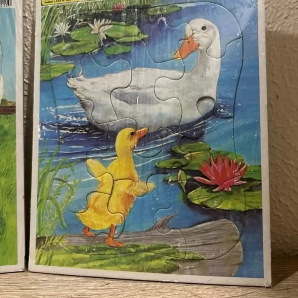 Vintage 1983 Hallmark Cards Golden Frame-Tray Puzzle 12pc Lot - Ducks & Lamb